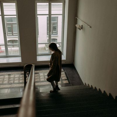 Abstract shadow of a person moving in the morning light.